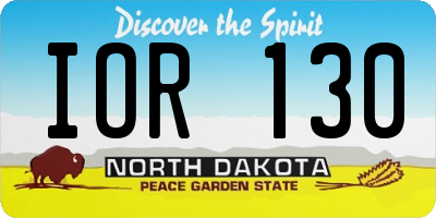 ND license plate IOR130