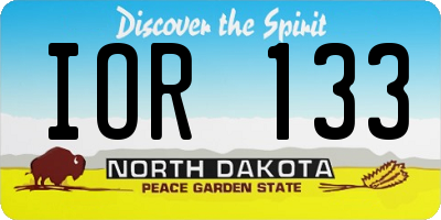 ND license plate IOR133
