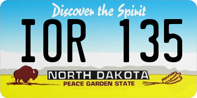 ND license plate IOR135