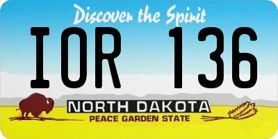 ND license plate IOR136