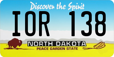 ND license plate IOR138