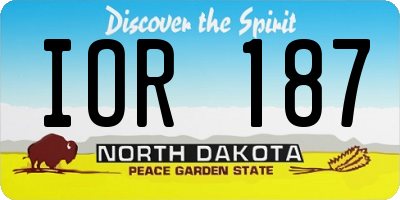 ND license plate IOR187