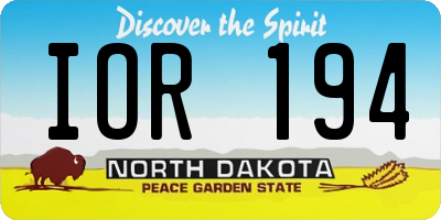 ND license plate IOR194