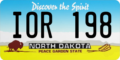 ND license plate IOR198