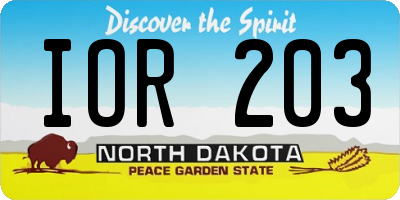 ND license plate IOR203