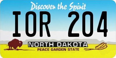 ND license plate IOR204