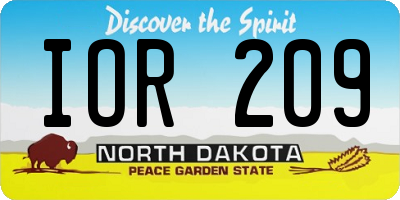 ND license plate IOR209