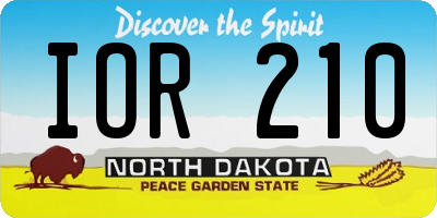 ND license plate IOR210