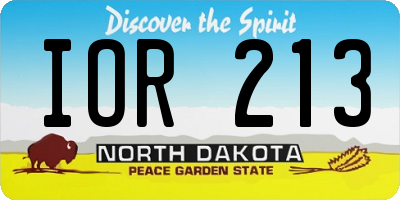 ND license plate IOR213