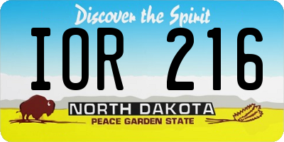 ND license plate IOR216
