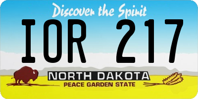 ND license plate IOR217