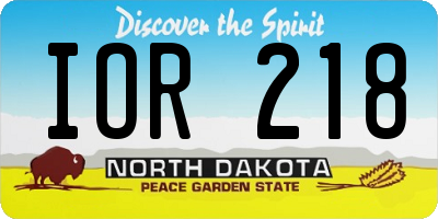 ND license plate IOR218