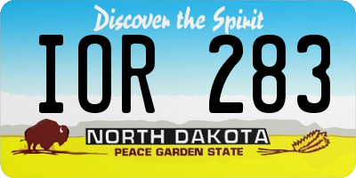 ND license plate IOR283