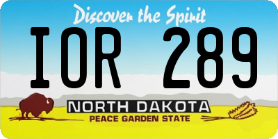 ND license plate IOR289