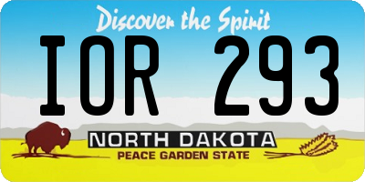 ND license plate IOR293