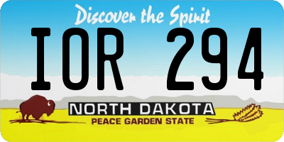 ND license plate IOR294