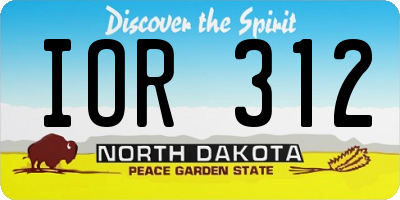 ND license plate IOR312