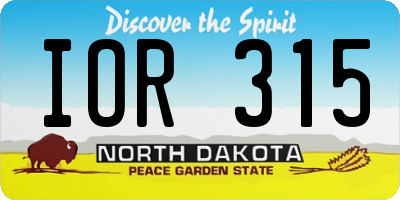 ND license plate IOR315