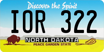 ND license plate IOR322