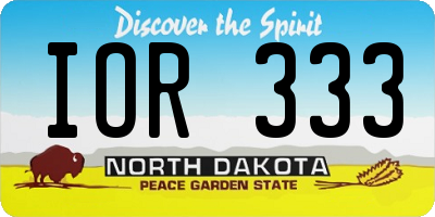 ND license plate IOR333