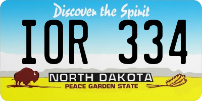 ND license plate IOR334