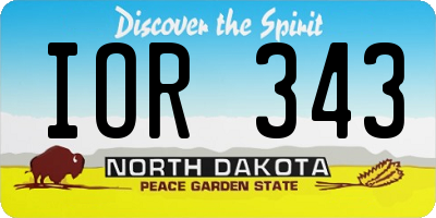 ND license plate IOR343