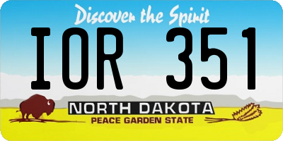 ND license plate IOR351
