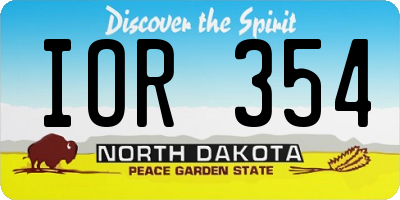 ND license plate IOR354