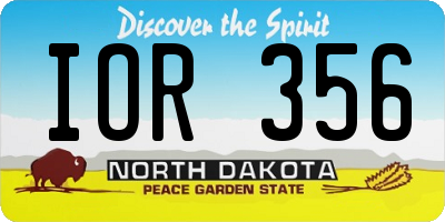 ND license plate IOR356