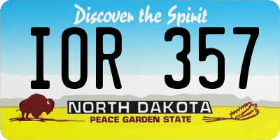 ND license plate IOR357
