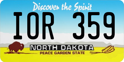 ND license plate IOR359