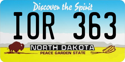 ND license plate IOR363