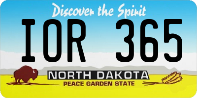 ND license plate IOR365
