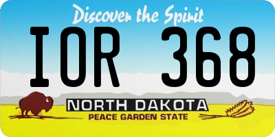 ND license plate IOR368