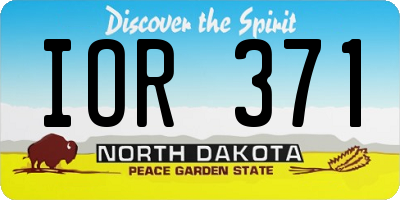 ND license plate IOR371