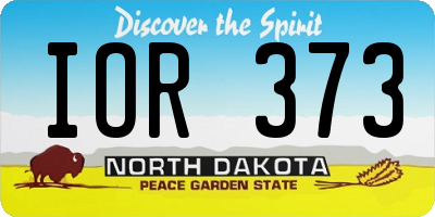 ND license plate IOR373