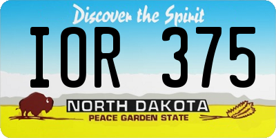 ND license plate IOR375