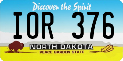 ND license plate IOR376