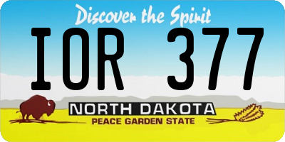 ND license plate IOR377