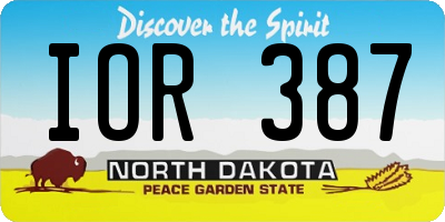ND license plate IOR387
