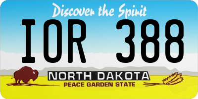 ND license plate IOR388