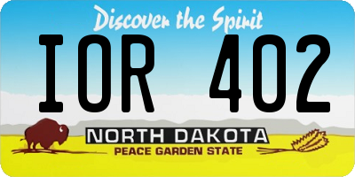 ND license plate IOR402