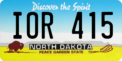 ND license plate IOR415