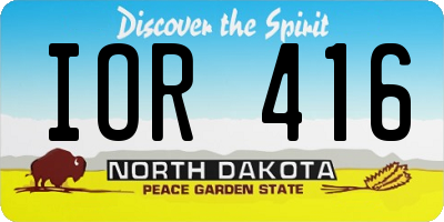 ND license plate IOR416
