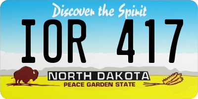 ND license plate IOR417