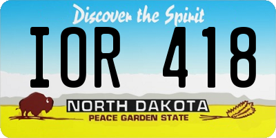 ND license plate IOR418