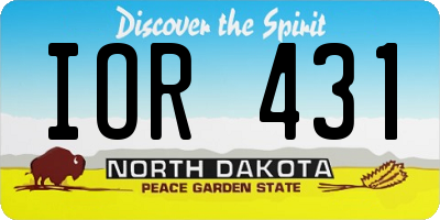 ND license plate IOR431