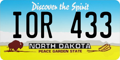 ND license plate IOR433