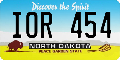 ND license plate IOR454