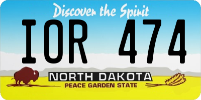 ND license plate IOR474